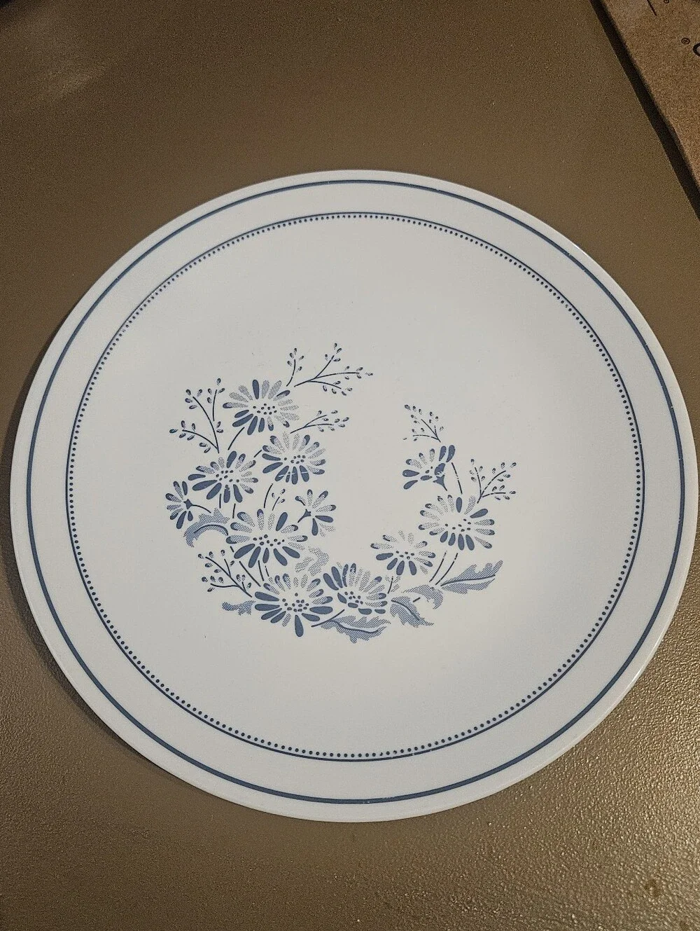 3 Vintage Corelle Colonial Mist Dinner Plates Blue White Corning Glass USA